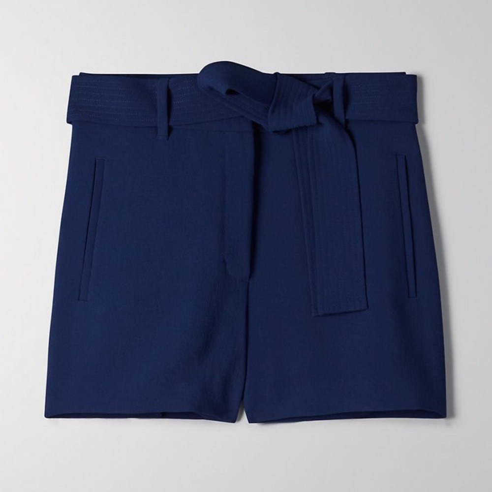 Aritzia / Wilfred Tie-Front Shorts in Navy (Size 8)